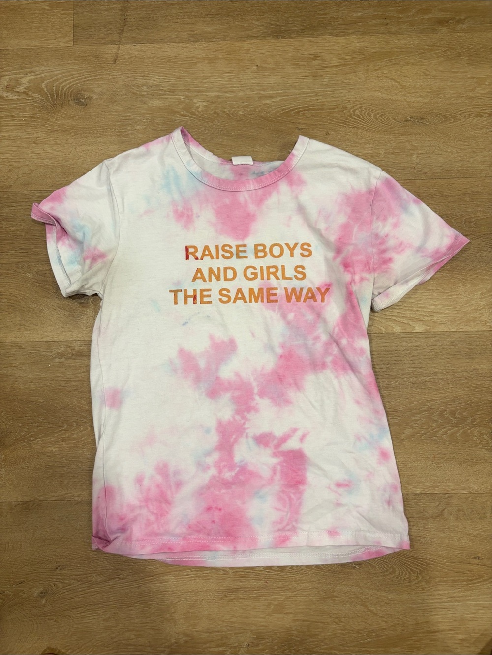 Urban Outfitters Pink Tie-Dye Tee with Orange Graphic